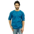 thumbnail image 5 of Atasi Men's Round Neck Kurta Cotton Roll-Over Sleeve Blue Shirt-XX-Large, 5 of 6