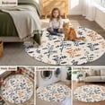 thumbnail image 5 of Orange Grey Botanical Round Area Rug 8Ft Washable Large Circle Rugs for Living Room Dorm, Rustic Country Spring Floral Summer Leaf Non-Slip Carpet Floor Mats Indoor Outdoor Carpet Runner Home Decor, 5 of 8