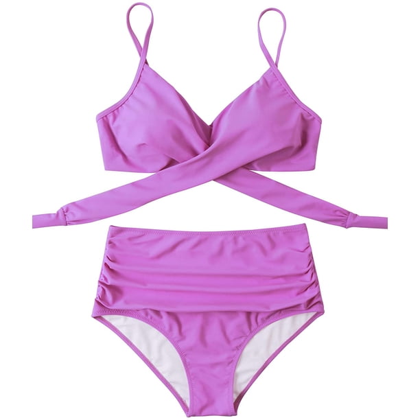 OMKAGI - Conjunto de bikini de dos piezas con cintura alta para mujer Zhivalor WMPH-647-34