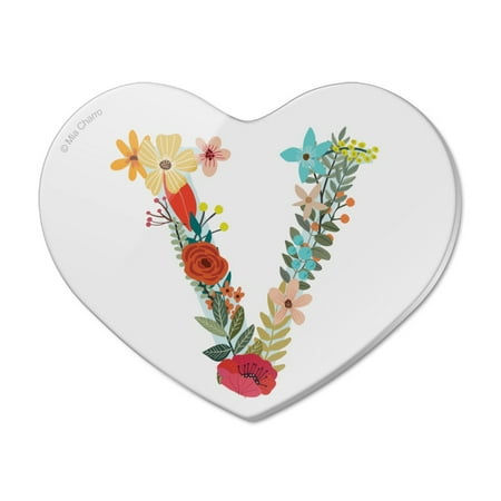 

Letter V Floral Monogram Initial Heart Acrylic Fridge Refrigerator Magnet