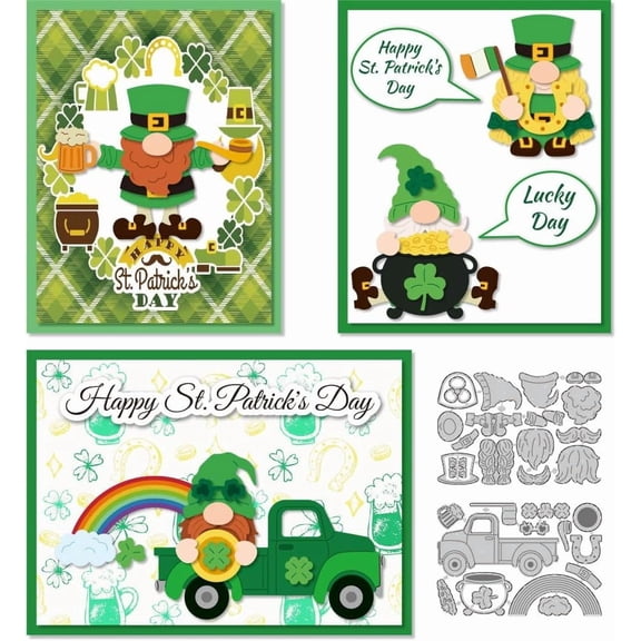 St. Patrick's Day Gnomes Dies Cuts Carbon Steel Cutting Dies Card Making Stencils Template for DIY Embossing Scrapbooking Craft Paper Greeting Card Patrick's Day Gift Album Paper Decor
