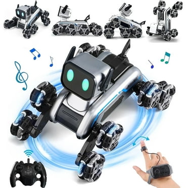 Dammyty RC Robot Dog for Kids, Intelligent Robot Toys with Light & Music, 8WD Stunt RC Dog Robot Toy for Boys Girls