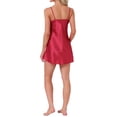thumbnail image 3 of INSPIRE CHIC Womens Satin Nightgown Lace Trim Sleep Dress Silky See Through Chemise V Neck Lingure L Red, 3 of 6