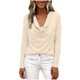 thumbnail image 3 of TaTaai Women's Casual Cowl Neck Shirt Long Sleeve V-Neck Draped Front Solid Color Blouse Flowy Soft Stretchy Lightweight Spring Summer Daily Beach Wear Gift, 3 of 9