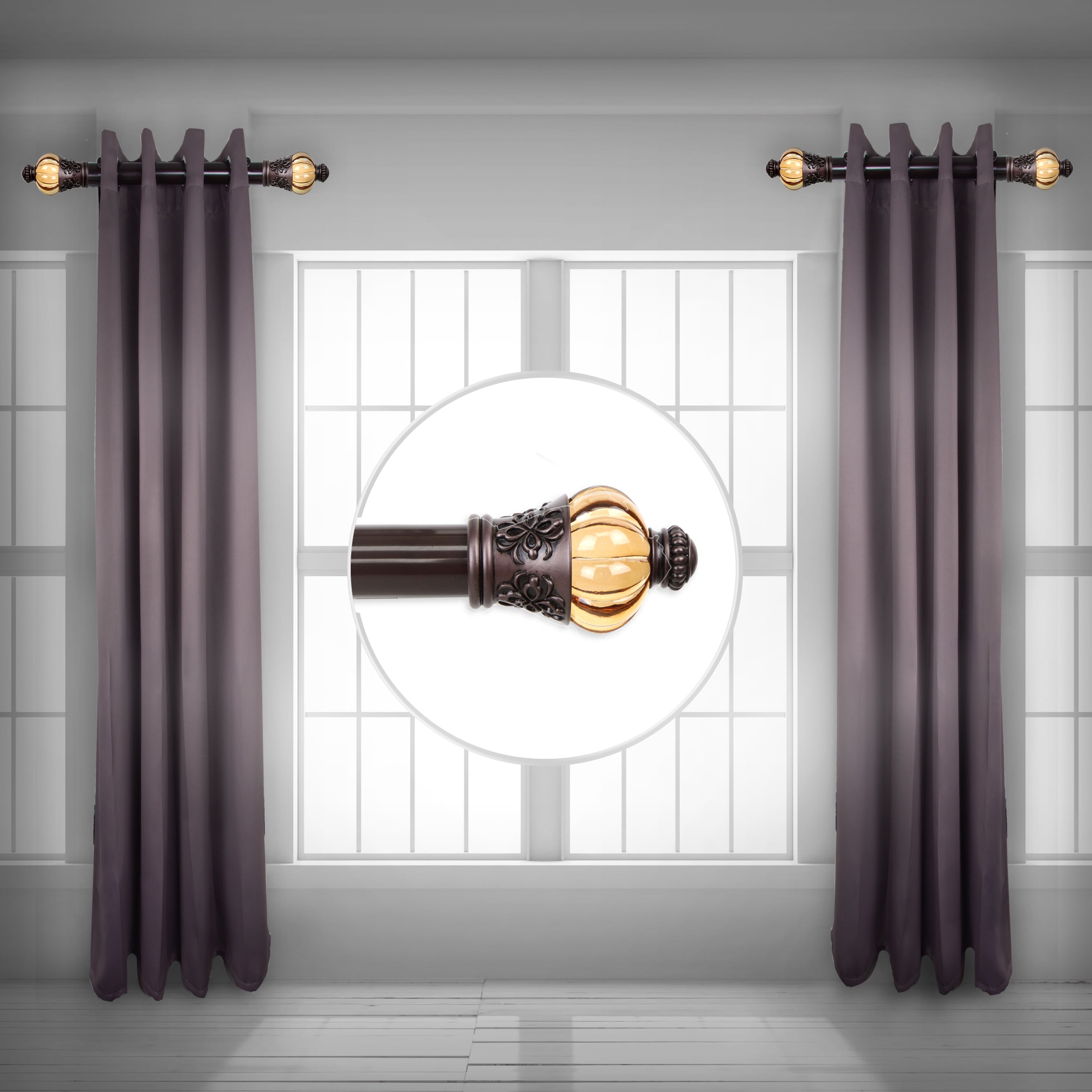 Harlow 1.5" Side Curtain Rod 18 inch Long (Set of 2) - Cocoa