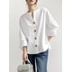 thumbnail image 3 of QUTETN Women's Summer Linen Button Shirt Casual Loose V-Neck Shirt Tops, 3 of 4