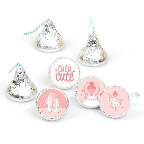 Big Dot of Happiness Tutu Cute Ballerina - Ballet Birthday or Baby Shower Round Candy Sticker Favors - Labels Fits Chocolate Candy (1 sheet of 108)