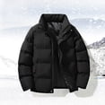 thumbnail image 3 of qolati Men's Puffer Jacket Thickened Winter Coat Warm Stand Collar Solid Color Zip Up Jacket Ski Bubble Coat with Pockets, 3 of 5