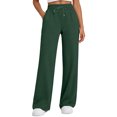 thumbnail image 2 of Womens Wide Leg Sweatpants | Winter Lounge Travel Pants Fall Fashion Outfits 2026 Clothes With Pockets Green S, 2 of 6
