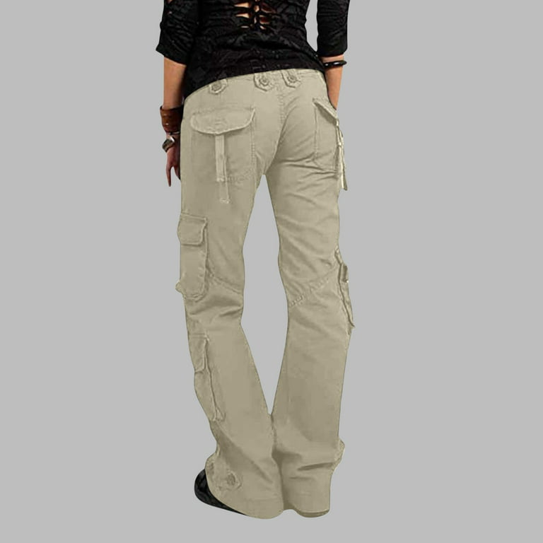 Womens Pants Clearance Women's Fashion Casual Solid Color Plus Size Loose  Long Pants Beige M