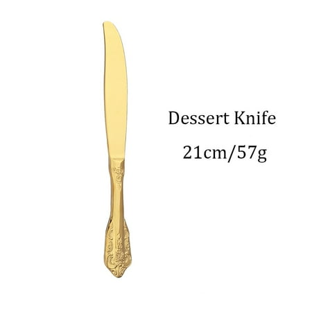 

1Pc Gold Luxury Vintage Cutlery Set Western Dinnerware Dessert Knife Fork Spoon 304 Stainless Steel Tableware Kitchen Flatware