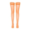 thumbnail image 4 of HXWCHs Sheer Over The Knee Stockings with Lace top Thin Stretchable Comfortable Nylon Blend Thigh High Socks One Size Orange, 4 of 4
