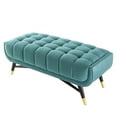 thumbnail image 4 of Accent Chair Bench, Velvet, Blue, Modern Contemporary Urban Design, Living Lounge Room Hotel Lobby Hospitality, 4 of 7