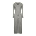 thumbnail image 7 of Fnooota Womens Two Piece Sets, Casual Long Sleeve V Neck Tops and Pants Sets Gray Size S-2XL, 7 of 7