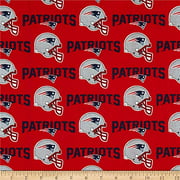 NFL Cotton Broadcloth New England Patriots Red/Navy, Quilting Fabric by the Yard