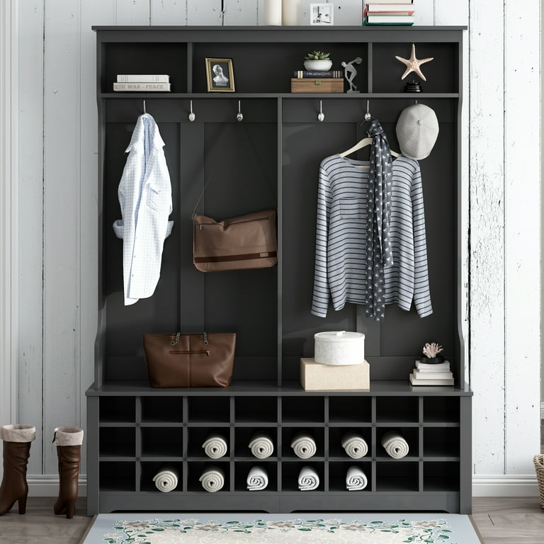 Black hall tree with storage bench hotsell