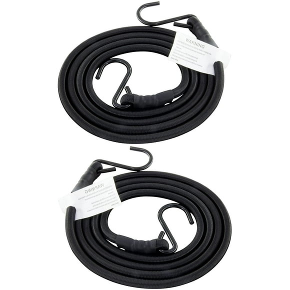 HELIDA Cordons Élastiques avec Crochets, Cordon Élastique Rond de 3/8 Pouce, Crochets Robustes pour Porte-Vélos, Chariot, Coffre, Camping (60 Pouces 2 Pcs, Noir)