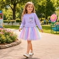 thumbnail image 5 of Lanbubble Girls Dresses Long Sleeve Sweat Party Dress with Sequin Tulle Skirt 3-7 Years, 5 of 6