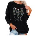 thumbnail image 2 of Pntutb Mujer Halloween Navidad Calavera Estampado Cuello Redondo Suelto Jersey Estampado Sudadera top Pntutb Pntutb-4763, 2 of 6