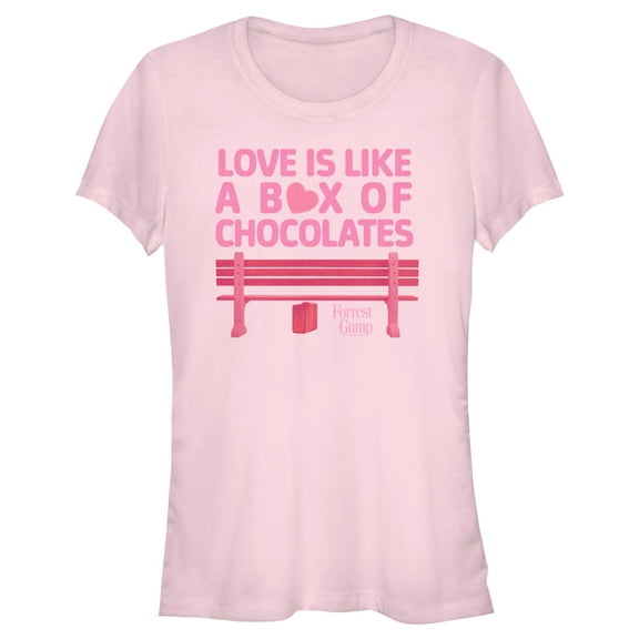 Junior's Forrest Gump Box of Chocolates Quote Graphic Tee Light Pink Large