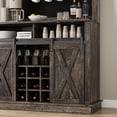 thumbnail image 4 of 2024 New Coffee Bar Cabinet Kitchen Coffee Cart with Drawer for The Home, Movable Farmhouse Coffee Station Table on Wheels for Living Room, Entryway, Dining Room, Kitchen, 4 of 9