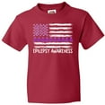 thumbnail image 3 of Inktastic Epilepsy Awareness Purple Ribbons and Flag Youth T-Shirt, 3 of 5