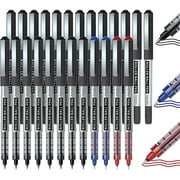 RollerBall Pens, FFLY 25 Pack Black Fine Point Roller Ball Pens, 0.5mm Liquid Ink Pens for Writing Journaling Taking Notes School Office
