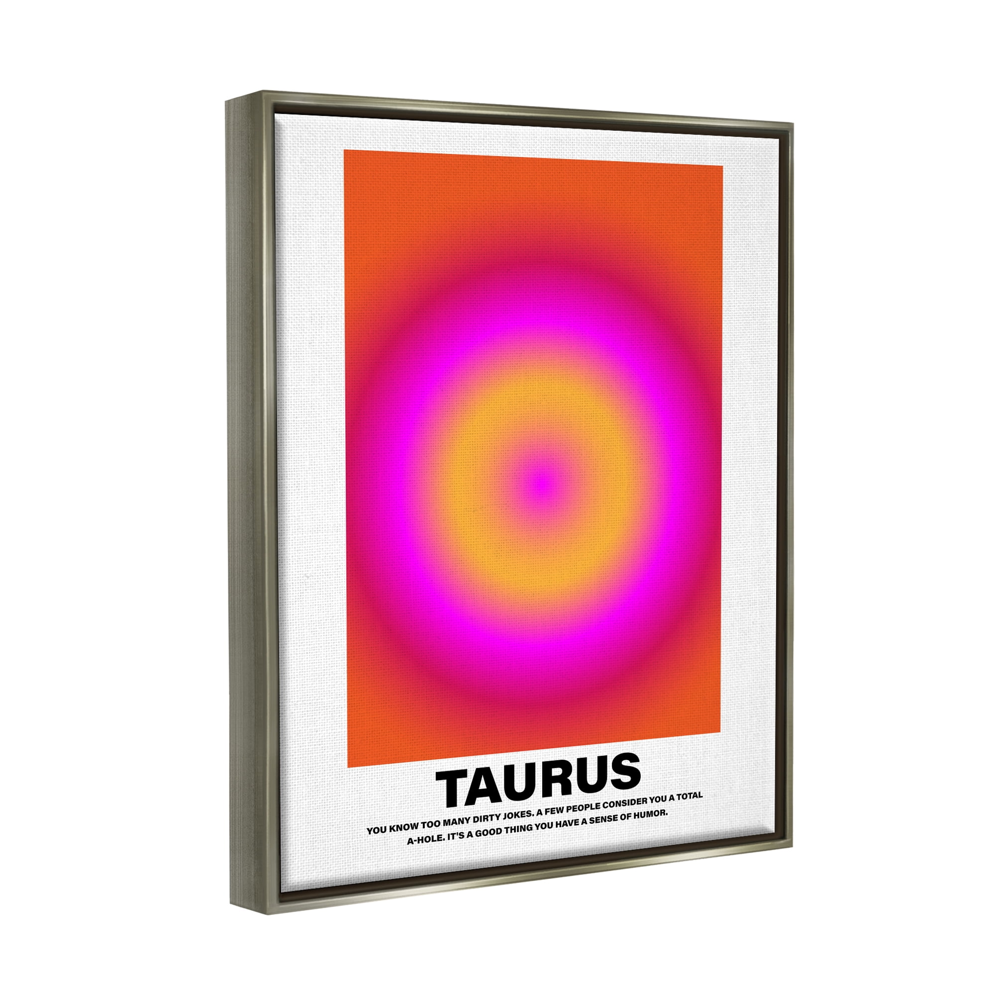 Stupell Industries Funny Taurus Astrology Abstract Painting Gray Floater Framed Canvas Art Print Wall Art, 17 x 21