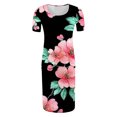 thumbnail image 5 of Taqqpue Women's Maternity Dress Short Sleeve Crew Neck Bodycon Wedding Guest Pregnancy Dresses Printed Fitted Stretch Maternity Clothes Summer Boho Baby Shower Photoshoot, 5 of 6