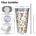 thumbnail image 4 of 16oz Tumblers Highland Cow Sunflower Boot Hat Pattern Stainless Steel Vacuum Insulated Double Wall Travel Tumbler Cups Mug with Lid and Straw,Cleaning Brush for Coffee,Tea, 4 of 4