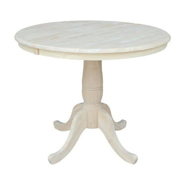 36" Round Top Pedestal Table With 12" Leaf - 28.9"H - Dining Height