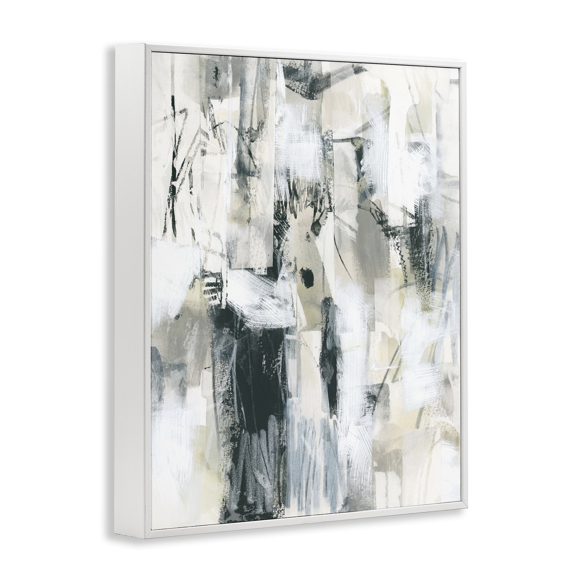 Stupell Industries Expressive Grey Abstraction Abstract Painting White Framed Art Print Wall Art, 11 x 14