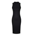 thumbnail image 4 of Fartey Womens Bodycon Midi Dresses Summer Sleeveless Crew Neck Party Cocktail Dresse Casual Elegant Solid Color Pencil Dresses Black L, 4 of 9