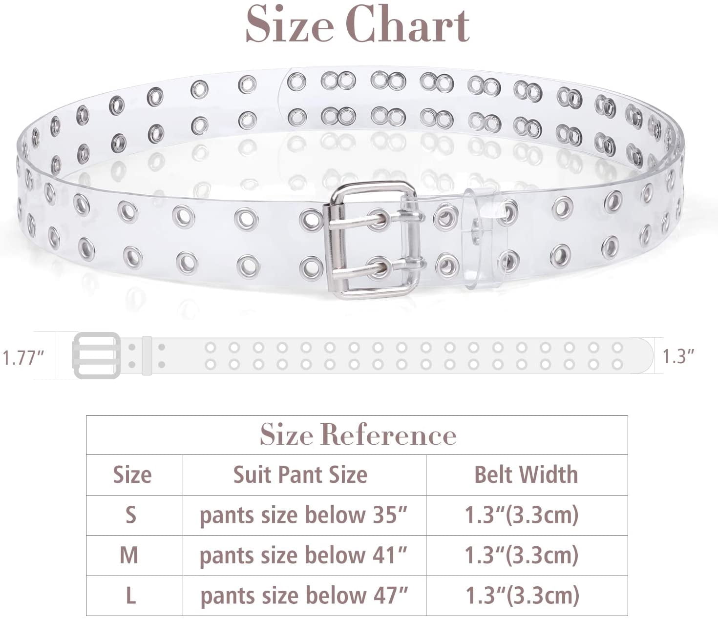 XIATIAN Clear Double Grommet Belts With Holes for Women Men