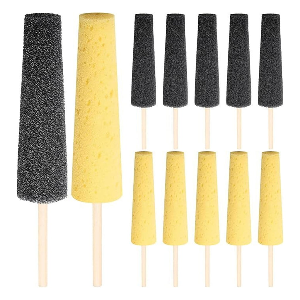 Geemin 12Pcs Pottery Trimming Tool Pottery Sponge on Stick for Ceramic Clay Trimming