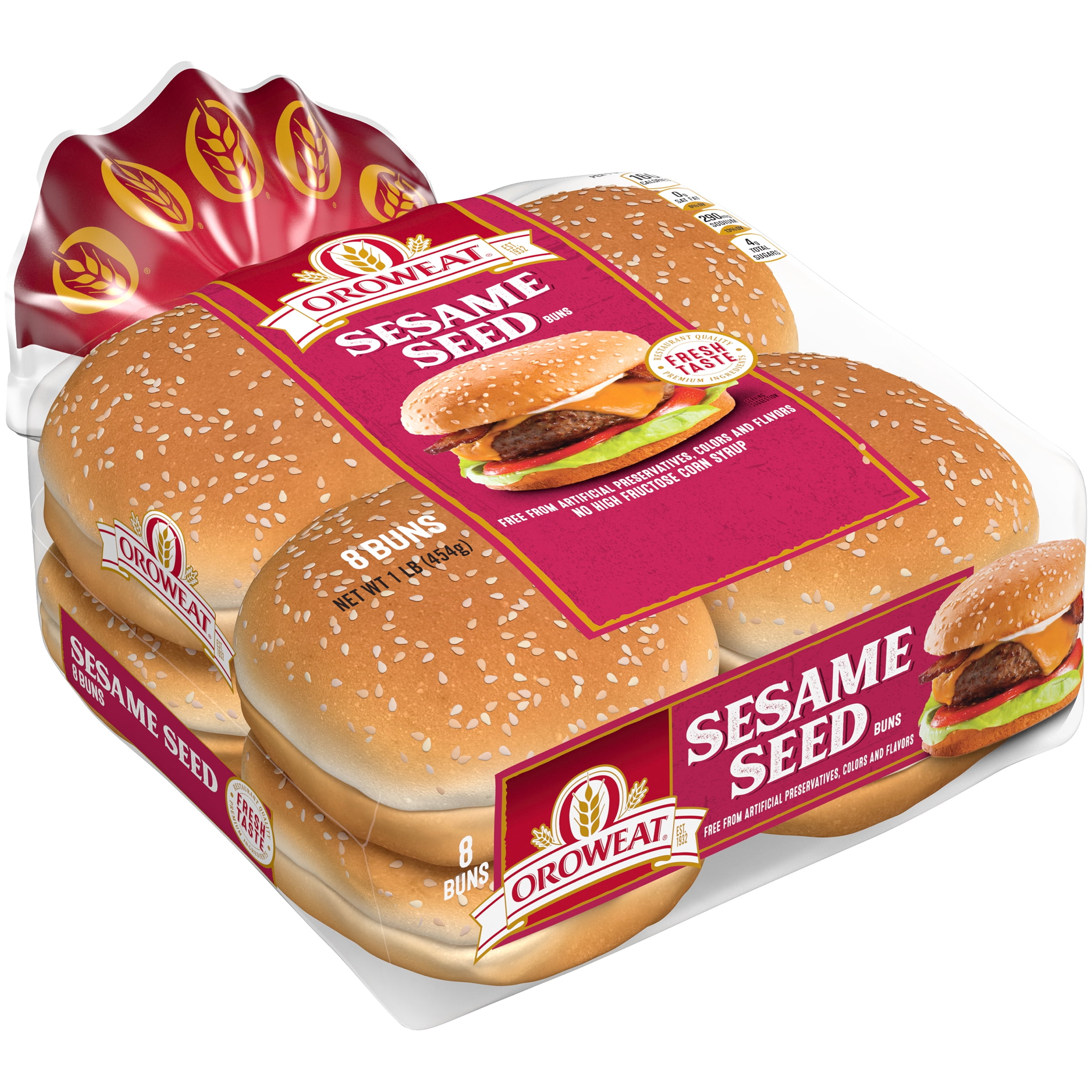 Oroweat Sesame Seeded Regular Sandwich Rolls, Shelf-Stable, 8 Buns, 16 oz