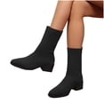 thumbnail image 7 of Fnooota Women's Mid Calf Boots, Block Heel Slip On Non Slip Comfort Fall Winter Shoes Black Size 9.5, 7 of 7