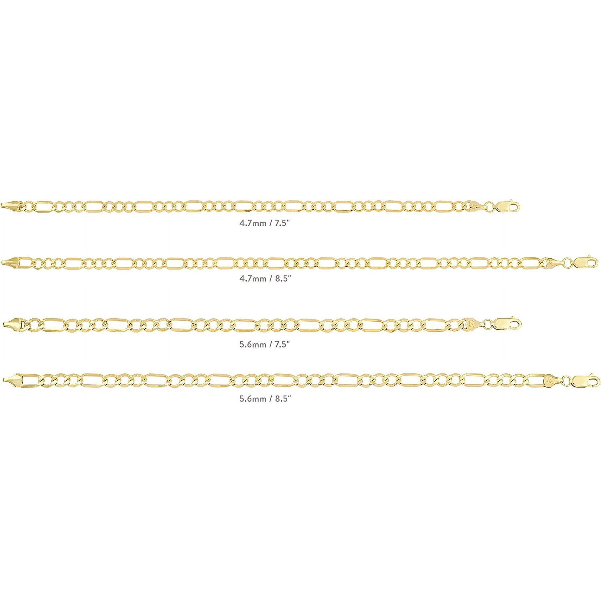 Jewelry Atelier Gold Filled Chain Bracelet Collection - 14K Solid Yellow Gold Filled Figaro Chain Bracelets for Women and Men with Different Sizes (4.7mm)