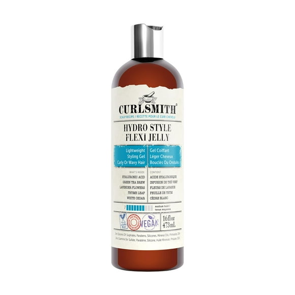 CURLSMITH - Hydro Style Flexi-Jelly - Vegan Defining Gel for Wavy, Curly or Coily Hair (16 fl oz)