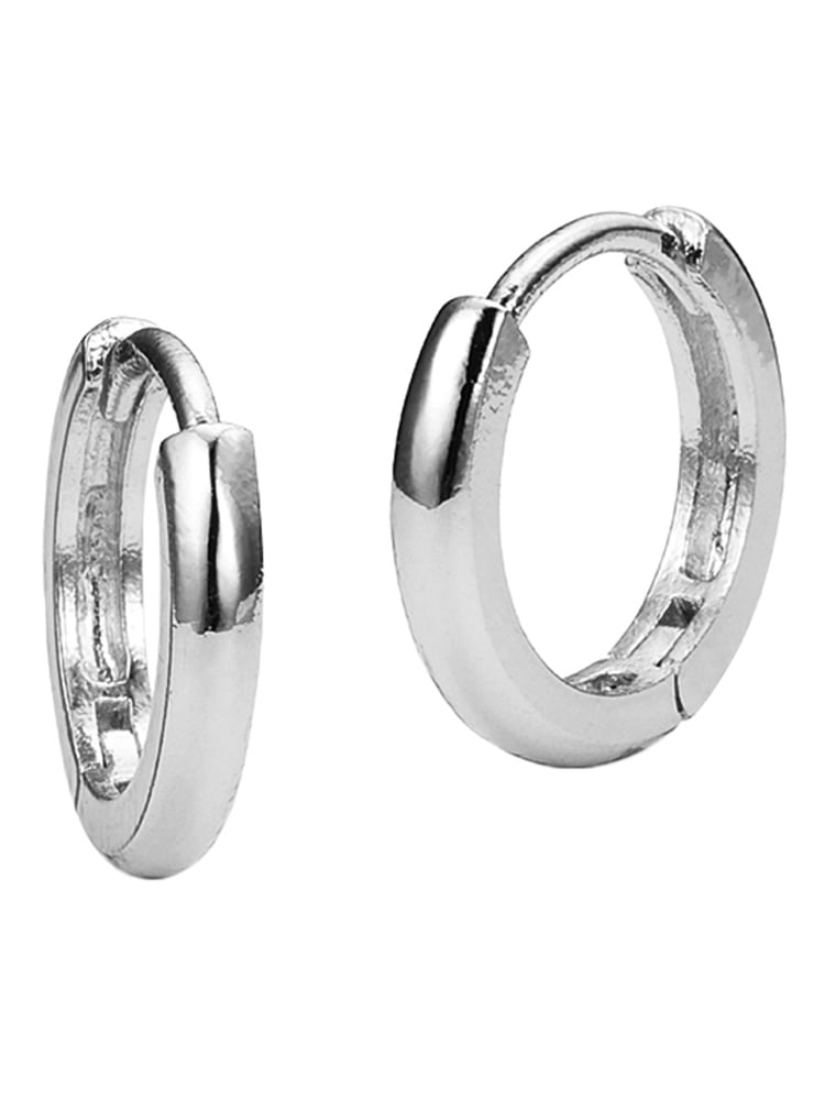 14k White Gold Small 1mm Plain Huggie Children Baby Girls Hoop Earrings Walmart Com