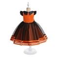 thumbnail image 6 of Riecok Little Girl Dress Princess Sleeveless Sequin Ruffle A Line Princess Dresses Halloween Birthday Party Kid Patchwork Tulle Skirt Formal Gown Dresses Orange 4 Years, 6 of 8