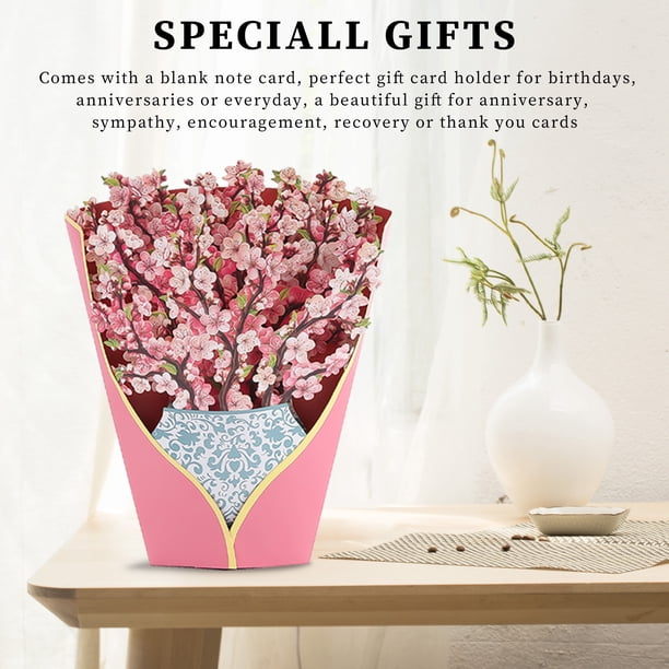 Adornos de tarjeta emergente del día de la madre Tarjeta de felicitación de ramo colorido (flores de cerezo)