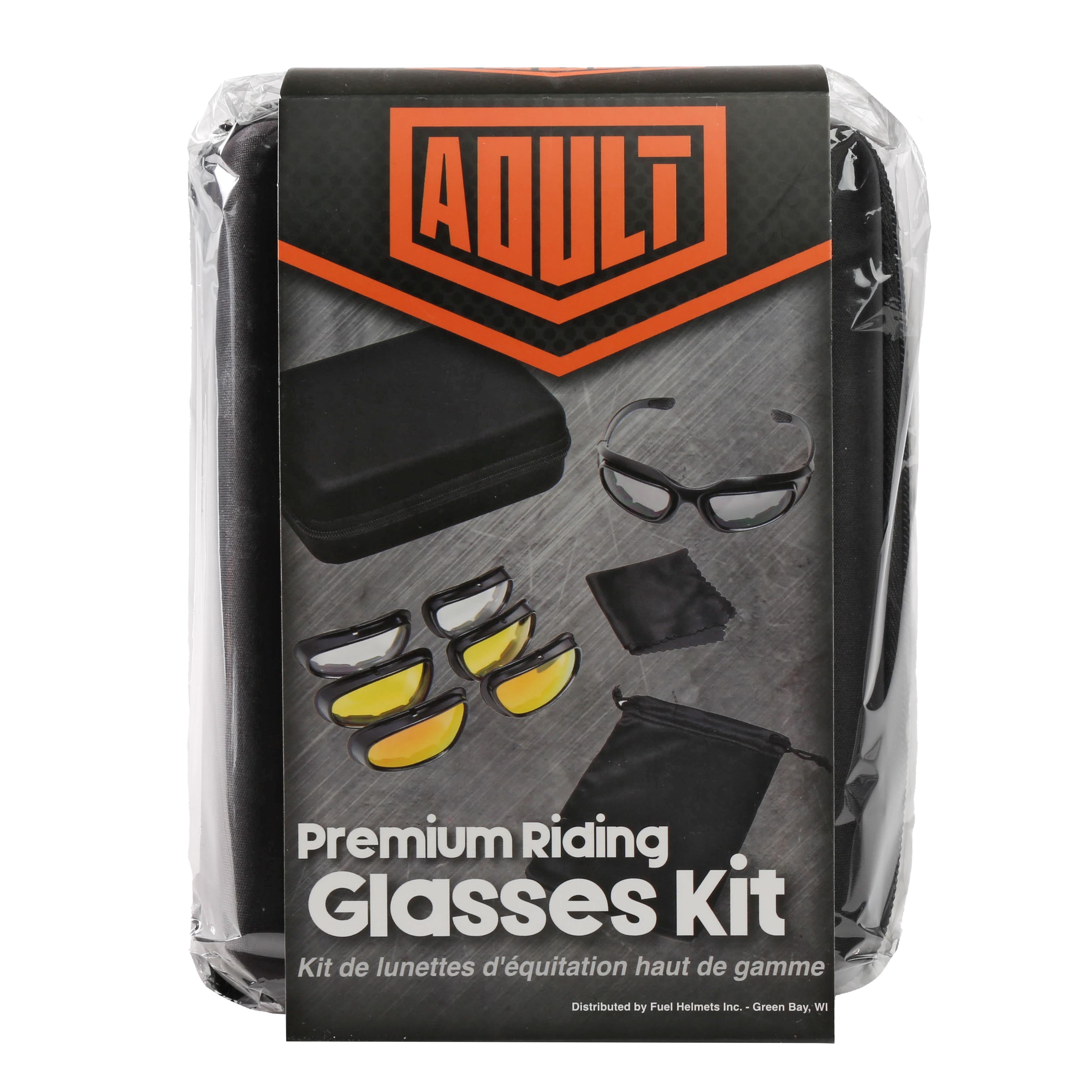 FUEL Adult MX ATV Off-Road Premium Riding Glasses Kit for Motorcycle Moped Cruiser Scooter