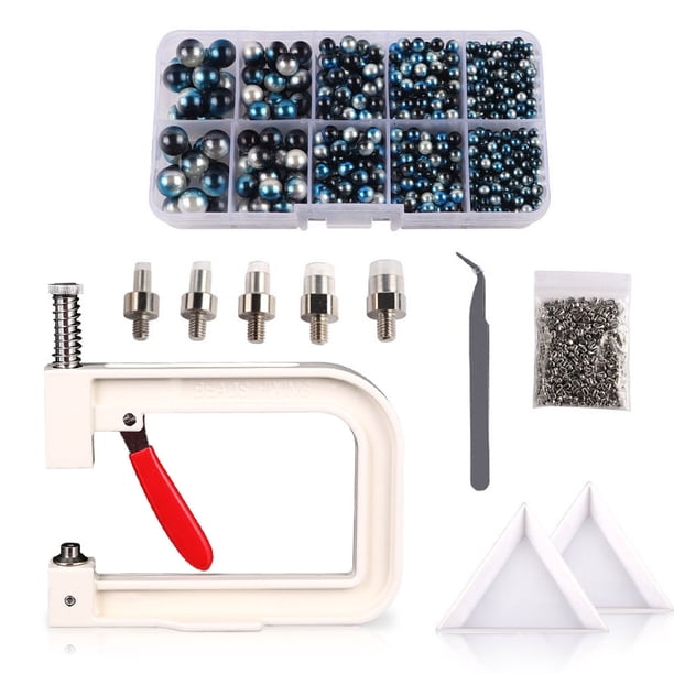Máquina de ajuste de perlas Botones de remache Tapa de fijación de plástico Camisa Pantalones Chaqueta Kit de herramientas manuales Hecho a mano DIY Accesorio de ropa Tipo 31 4-10 mm Eigraketly HA009177-15B