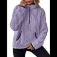 thumbnail image 1 of Suéter de Larga con Cremallera de un Cuarto para Mujer, Sudadera de Forro con Capucha, Sudaderas con Solapa, Suéteres Cálidos con Bolsillos. Púrpura L, 1 of 9