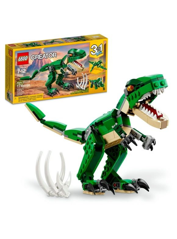 LEGO Creator 3 in 1 Mighty Dinosaur Toy, Transforms from T. rex to Triceratops to Pterodactyl Dinosaur Figures, Great Gift for 7 - 12 Year Old Boys & Girls, 31058