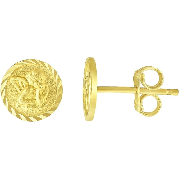 Floreo 14k Yellow Gold 8mm Angel Stud Earrings