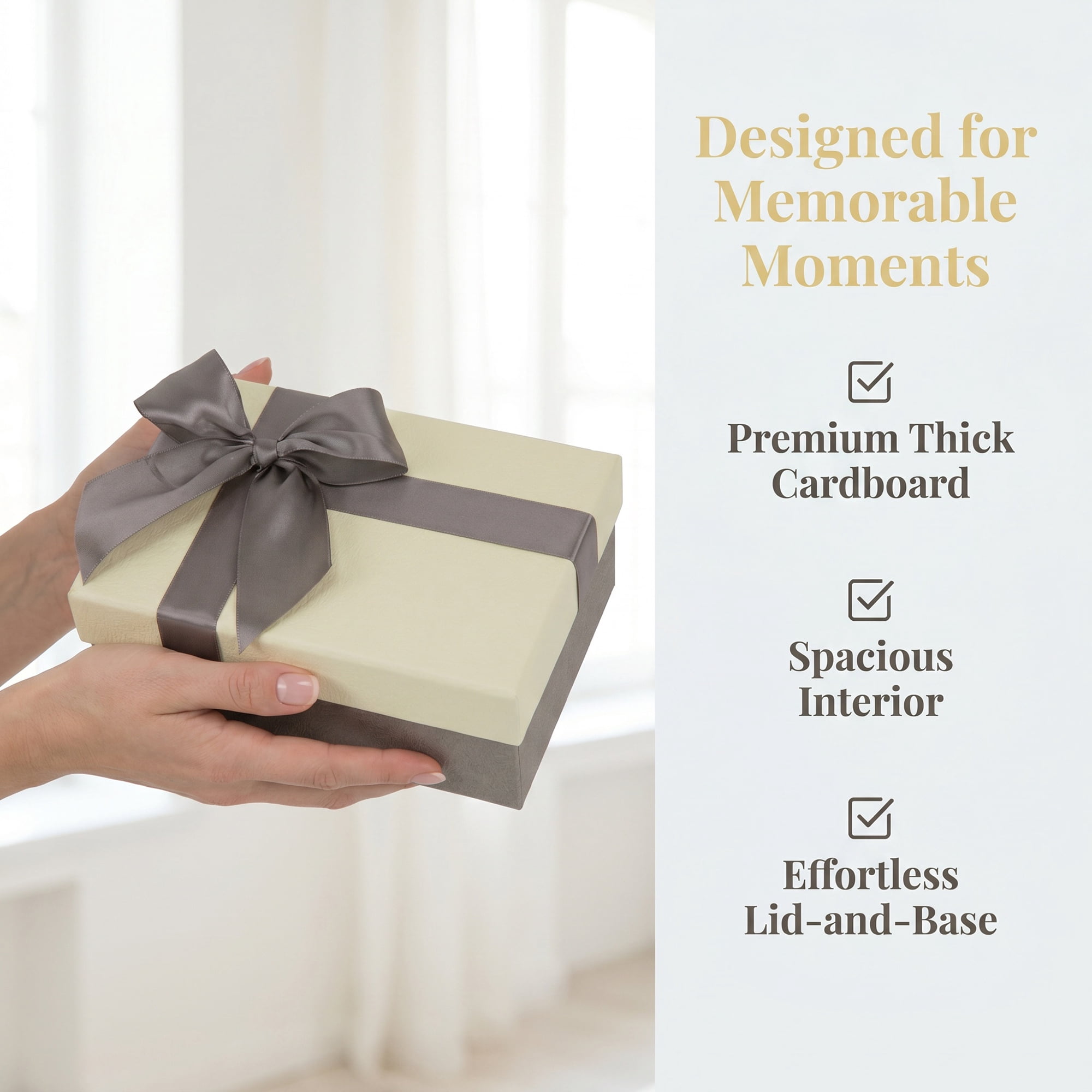Unique Bargains Elegant Luxury Gift Box with Printed Ribbon White 7.1"x4.9"x3.1"