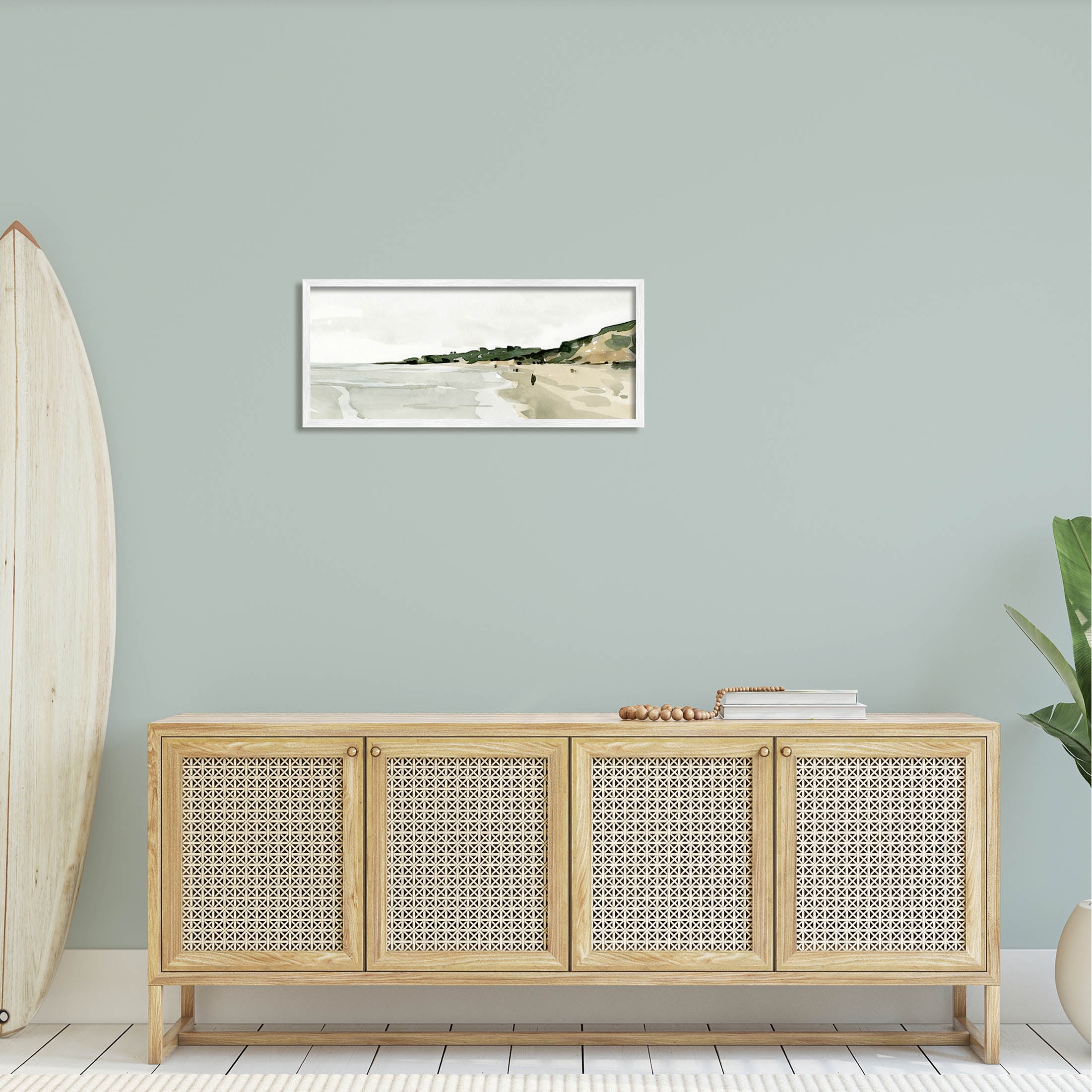 Stupell Industries Summer Coast Distant Beach Shore Painting White Framed Art Print Wall Art, Design by Emma Caroline
