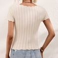 thumbnail image 2 of Defitshape Women's Crop Tops Shirt Soft T Shirt Basic Square Neck Fashion Knit Fitted Casual Lightweight Top Apricot 14, 2 of 4